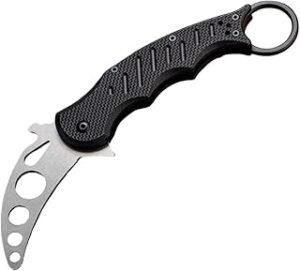 Karambit Trainer Knife, Folding Pocket Knife, Dull Liner Lock, G10 Anti-Slip Stainless Steel Handle, Finger Holes, Pocket Clip-image