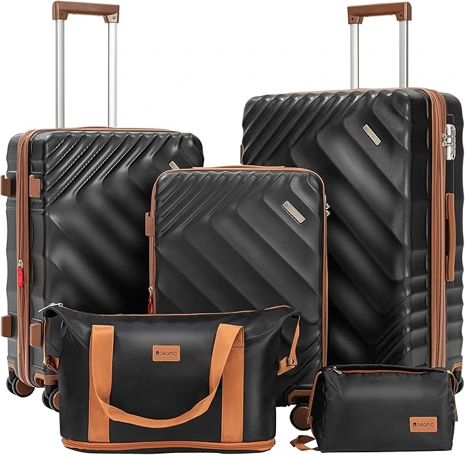 For personal travel safety - 5 piece Luggage Set Expandable Suitcase 22x14x9 Airline Approved Carry on, ABS Hard Case Suitcases with Spinner Wheels, TSA Lock, Durable Waterproof Travel Set